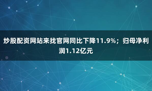 炒股配资网站来找官网同比下降11.9%;归母净利润1.12亿元